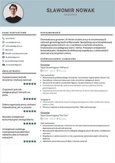 groomer cv wzór