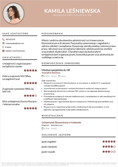 szablon CV do HR