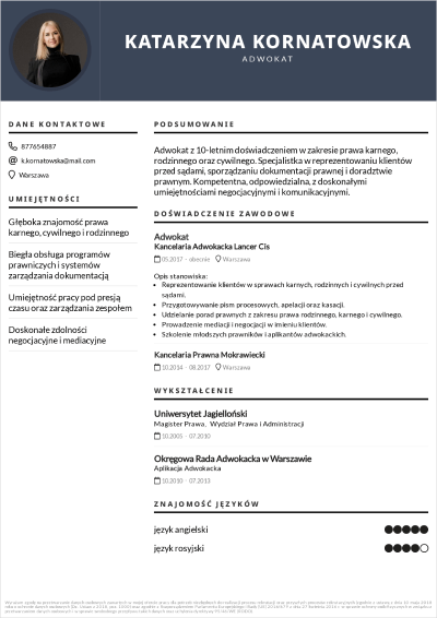 szablon cv prawnika