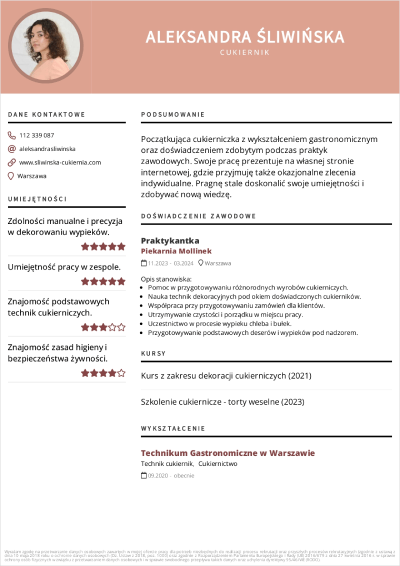 Przykładowe CV cukiernik