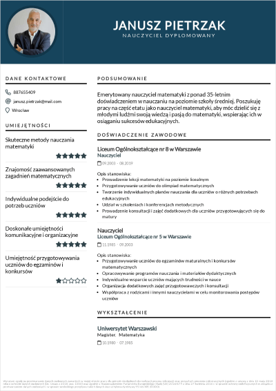 szablon CV emeryta